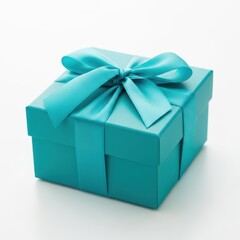 Obraz premium Teal gift box with ribbon bow