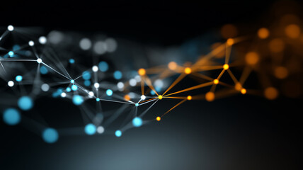 A connected web of nodes and links illustrating data networks collaboration and information flow representing communication systems distributed computing and the power of connected intelligence.
