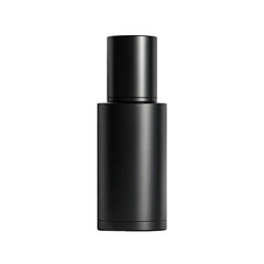 Sleek black bottle, cylindrical shape, smooth surface