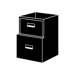 Silhouette of a two drawer filing cabinet