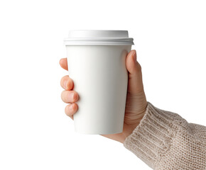 Hand holding a blank white disposable coffee cup (11)