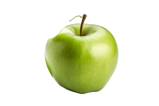 Vibrant Green Apple with a Bite Mark Fresh Isolated on Transparent Background