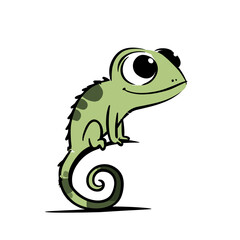 Fototapeta premium Chameleon. Chameleon simple black and white line art vector logo