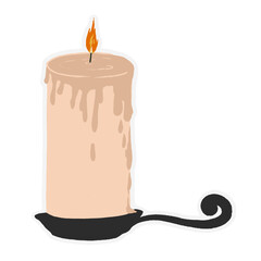 candle, burning candle on a stand, candle sticker on a transparent background 
