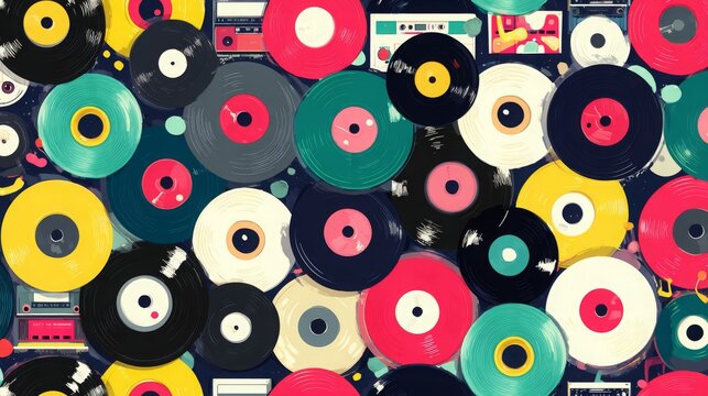 Dive into nostalgia with this vintage vinyl record background, perfect for music lovers and retro enthusiasts alike
