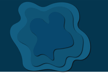 Abstract blue layered paper cut background with shadow effect and copy space