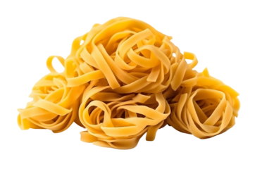 Golden Tagliatelle Pasta Nests Detailed Still Life Photography Isolated on Transparent Background