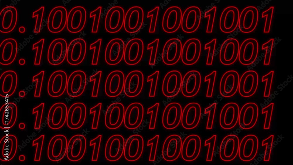 Wall mural loopable: sharp binary digital code abstract background with randomly changing zeros and ones.zeros 