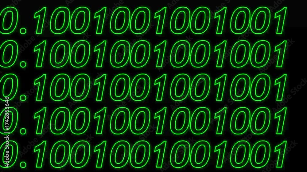 Wall mural loopable: sharp binary digital code abstract background with randomly changing zeros and ones.zeros 