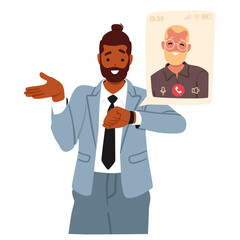 Businessman using smart watch for business call and communication with partner isolated on white