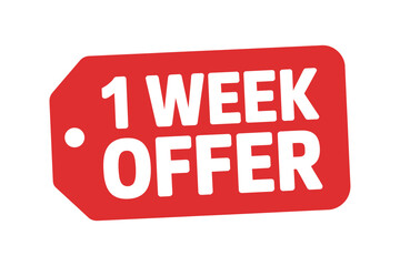 Vector art of one week offer tag, limited time promotion and discount for special deal and marketing campaign