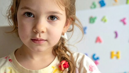 Girl studying alphabet