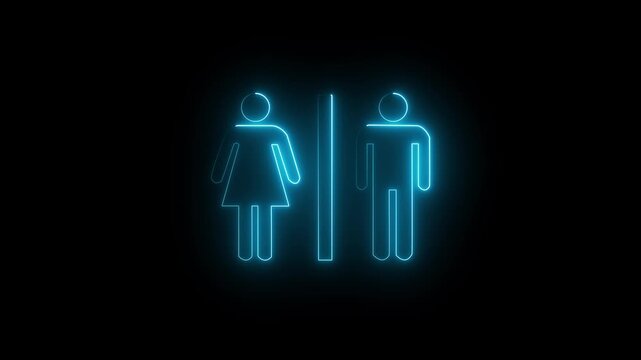 Glowing neon family line man icon animation .glowing Neon line group people icon. Team Work Icons concept. Glowing neon man icon animation.4k