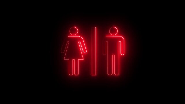 Glowing neon family line man icon animation .glowing Neon line group people icon. Team Work Icons concept. Glowing neon man icon animation.4k