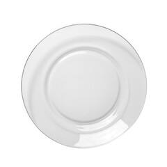 A simple white dinner plate isolated on transparent background