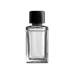 Clear rectangular glass perfume bottle with black cap (2)