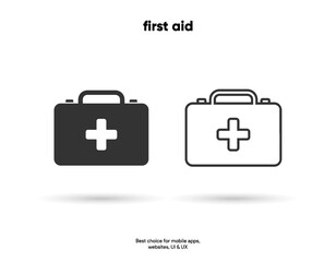 First aid icon on a white background. Health, first aid, treatment, disease, hospital, medicine icon symbol sign