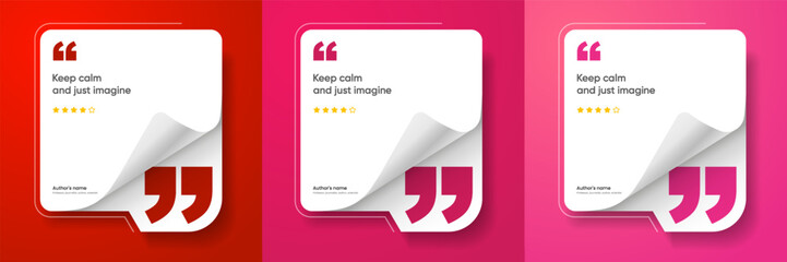 3D bubble testimonial banner, quote, infographic. Social media post template designs for quotes. Empty speech bubbles, quote bubbles and text box. Vector Illustration EPS10.