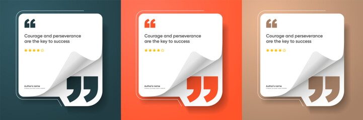 3D bubble testimonial banner, quote, infographic. Social media post template designs for quotes. Empty speech bubbles, quote bubbles and text box. Vector Illustration EPS10.