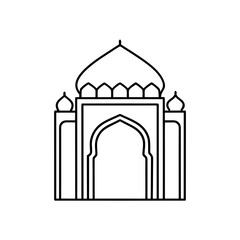 Outline drawing of a mosque on transparent background