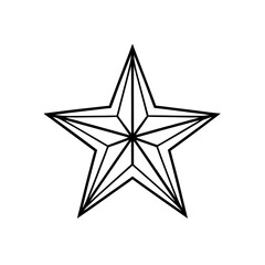 Outlined geometric star shape on transparent background