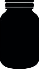 Black Mason Jar Silhouette Vector with Wide Body and Narrow Neck