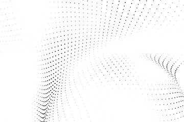 Naklejka premium Black halftone dotted wave abstract background for professional branding poster layout template and motion graphic visual design elements