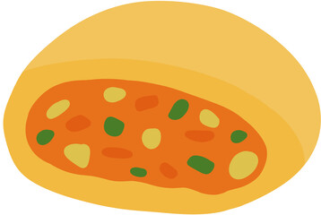 illustration of a pizza steamed bun
