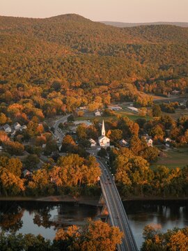 View over Sunderland and the Connecticut River from Mount Sugarloaf State Reservation, Deerfield, Massachusetts