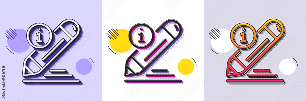 Wall mural edit line icon. halftone dotted pattern. gradient icon with grain shadow. information pencil sign. d