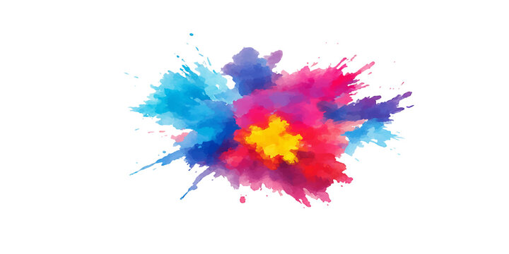 A vibrant explosion of colorful ink and paint splashes creates an artistic watercolor grunge texture design