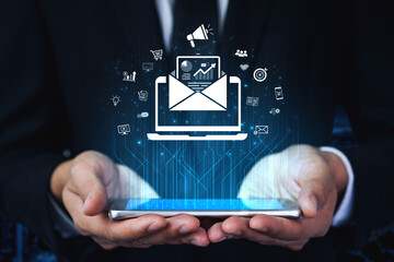 A concept of a digital marketing campaign delivered via email. This outreach contains business...