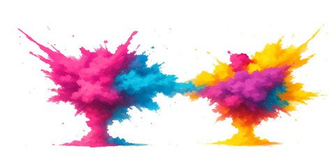 Abstract holi colorful paint splashes on white paper texture for design art illustration with watercolor ink splatter vector