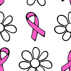 Breast cancer month seamless pink ribbon day mammogram pattern for medical accessories and medicine textiles