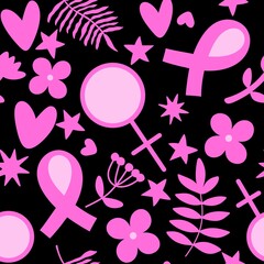 Breast cancer month seamless pink ribbon day mammogram pattern for medical accessories and medicine textiles