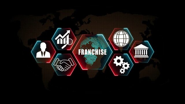 Employee franchise help to get the best human resources. Business concept. glowing animation.