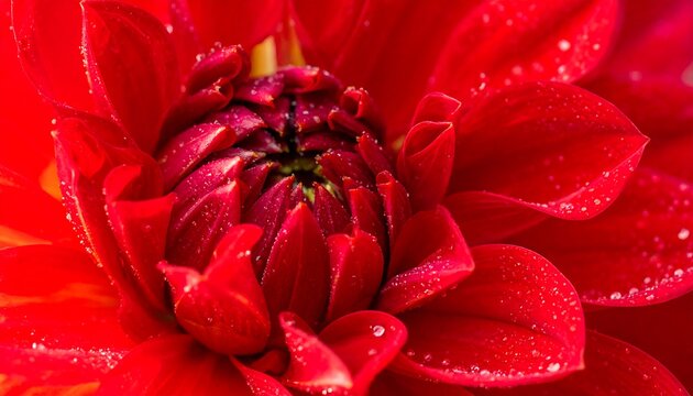 Close-up of a vibrant red dahlia - Powered by Adobe