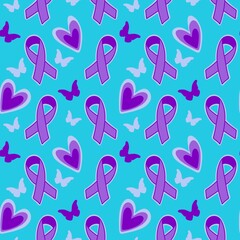 Breast cancer month seamless pink ribbon day mammogram pattern for medical accessories and medicine textiles