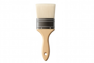 Paintbrush featuring a wooden handle, metal ferrule, and natural bristles for various art, craft, and diy applications