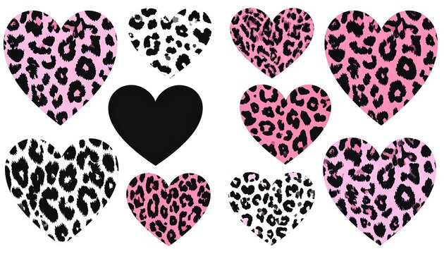 Pink leopard print hearts