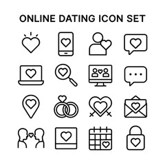 Online dating vector icons. Outline symbols. Line design
