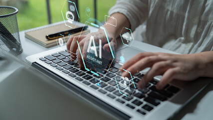 A concept of a global AI virtual assistant. This intelligent agent provides user support through...