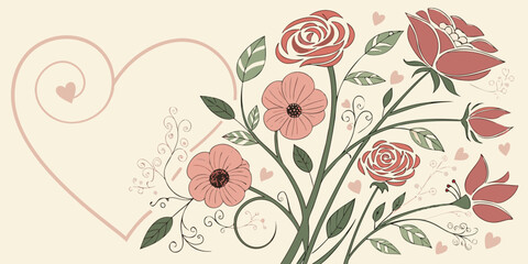  Romantic Floral Art — roses, peonies, or flower silhouettes with love themes
