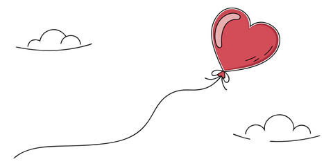 Single balloon with red heart, flat minimal Valentine’s Day 2026 illustration, romantic vector design for cards, wallpapers, and love celebration templates.

