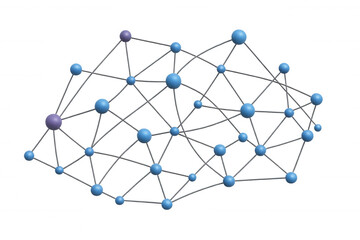 Abstract network connection representing data communication, global technology, and digital information on transparent background