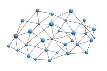 Abstract network connection representing data communication, global technology, and digital information on transparent background