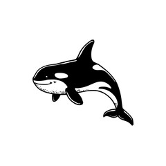 Fototapeta premium Orca. Orca simple black and white line art vector logo