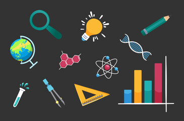 Science and Education Icon Set Illustration