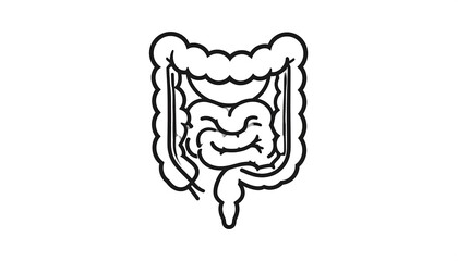 Simple black and white anatomical diagram of the human digestive system