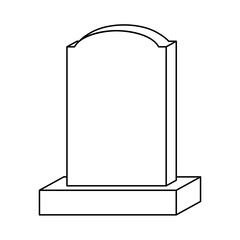 Stone tombstone or gravestone icon with copy space for an epitaph in line art vector